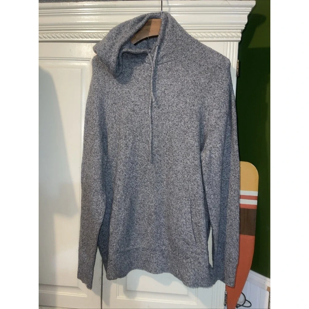 Allsaints Hoodie Pullover Sweater Men M Gray Speckled Kangaroo Pocket Long Sleev